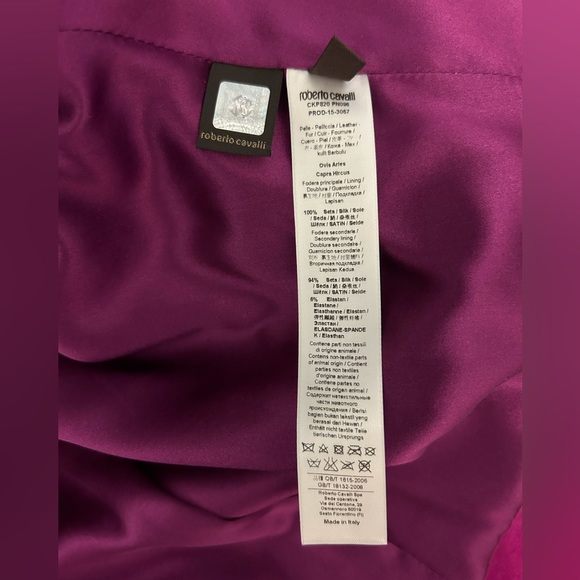 ROBERTO CAVALLI Fringed Nappa Leather Jacket In Purple, size IT40 - Picture 9 of 10